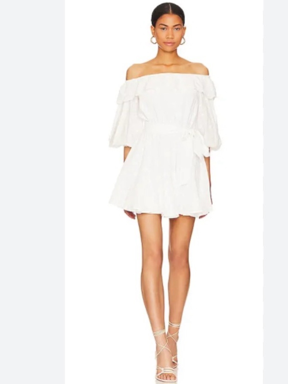 Tularosa White Dakota Mini Dress Off Shoulder Ruffle Size Small